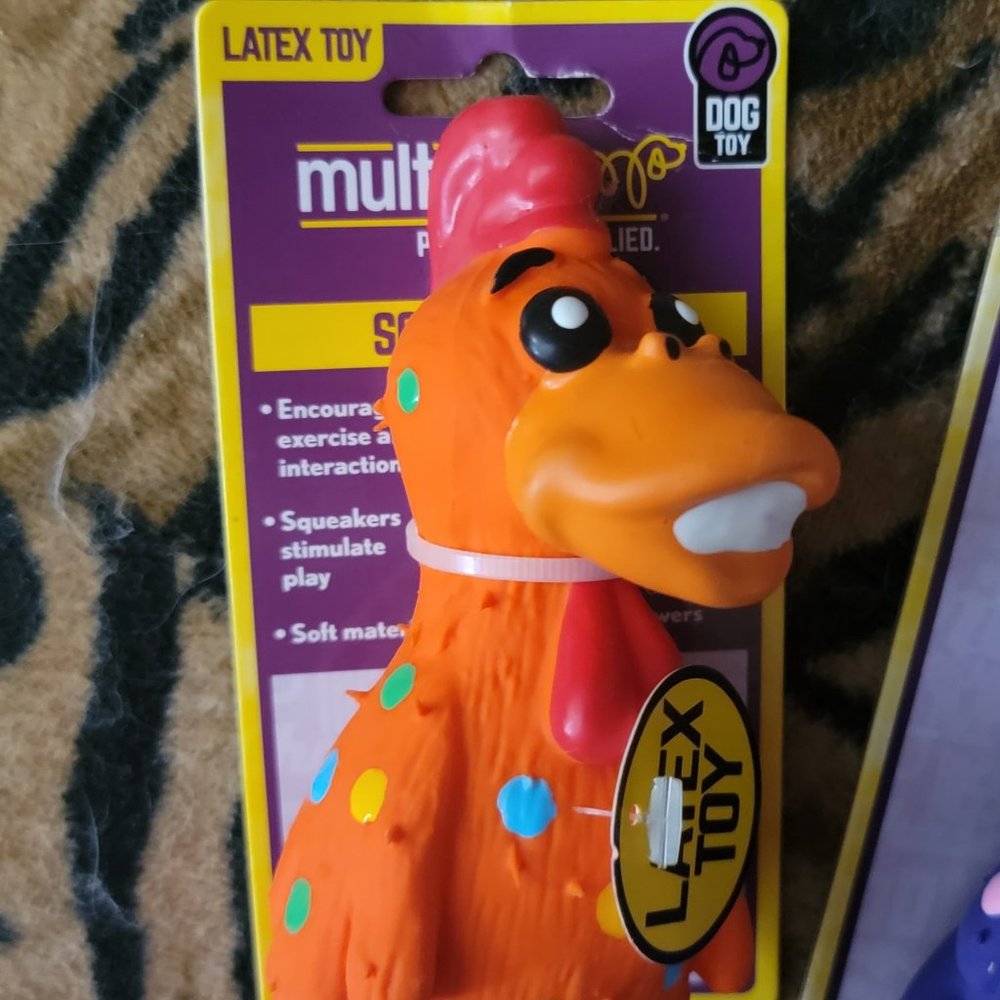 Multipet Dog latex Rooster Toy W Squeak Xs Mini Various Colors  ea.
